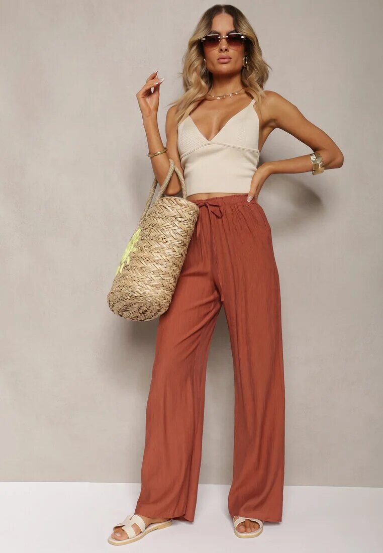rosa Pantaloni Portocalii Textili cu elastic încrețit Pimpernel