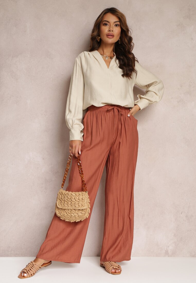 rosa Pantaloni Portocalii Textili cu elastic încrețit Pimpernel