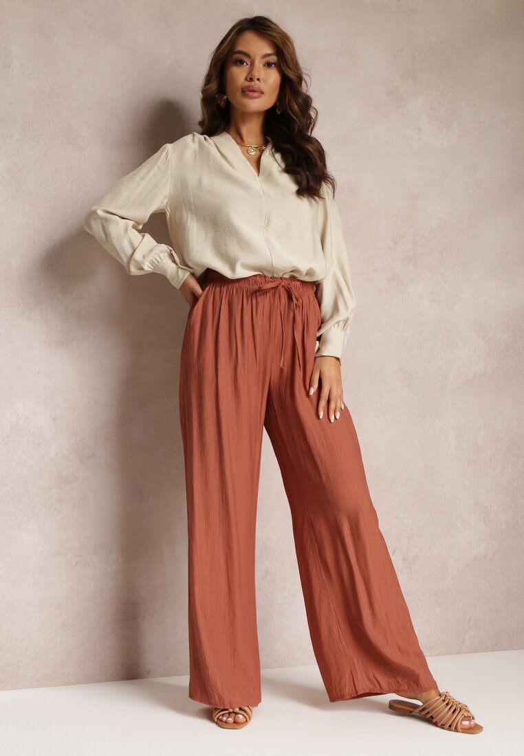 rosa Pantaloni Portocalii Textili cu elastic încrețit Pimpernel