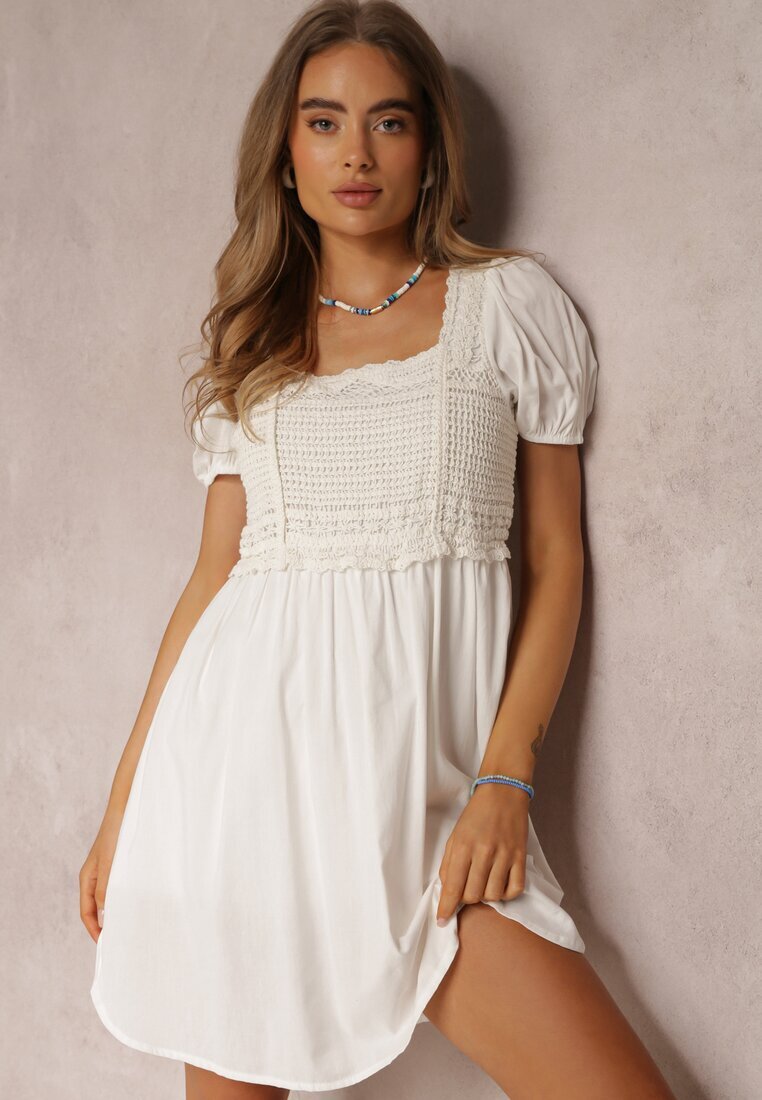 rosa Rochie Albă Din bumbac Xysnea