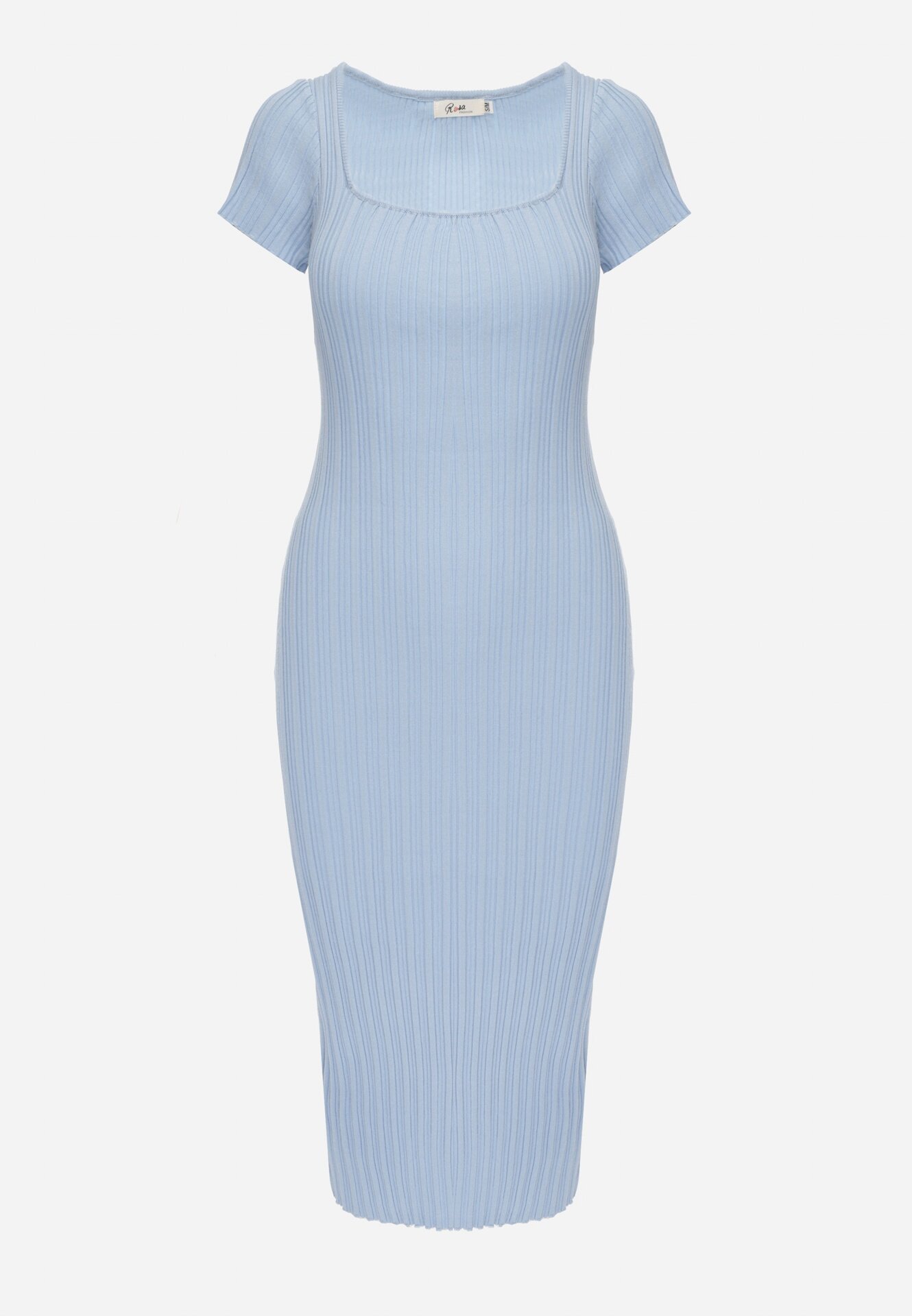 rosa Rochie Albastră Bodycon cu Decolteu Pătrat și Decupaj Decorativ la Spate Scriptos