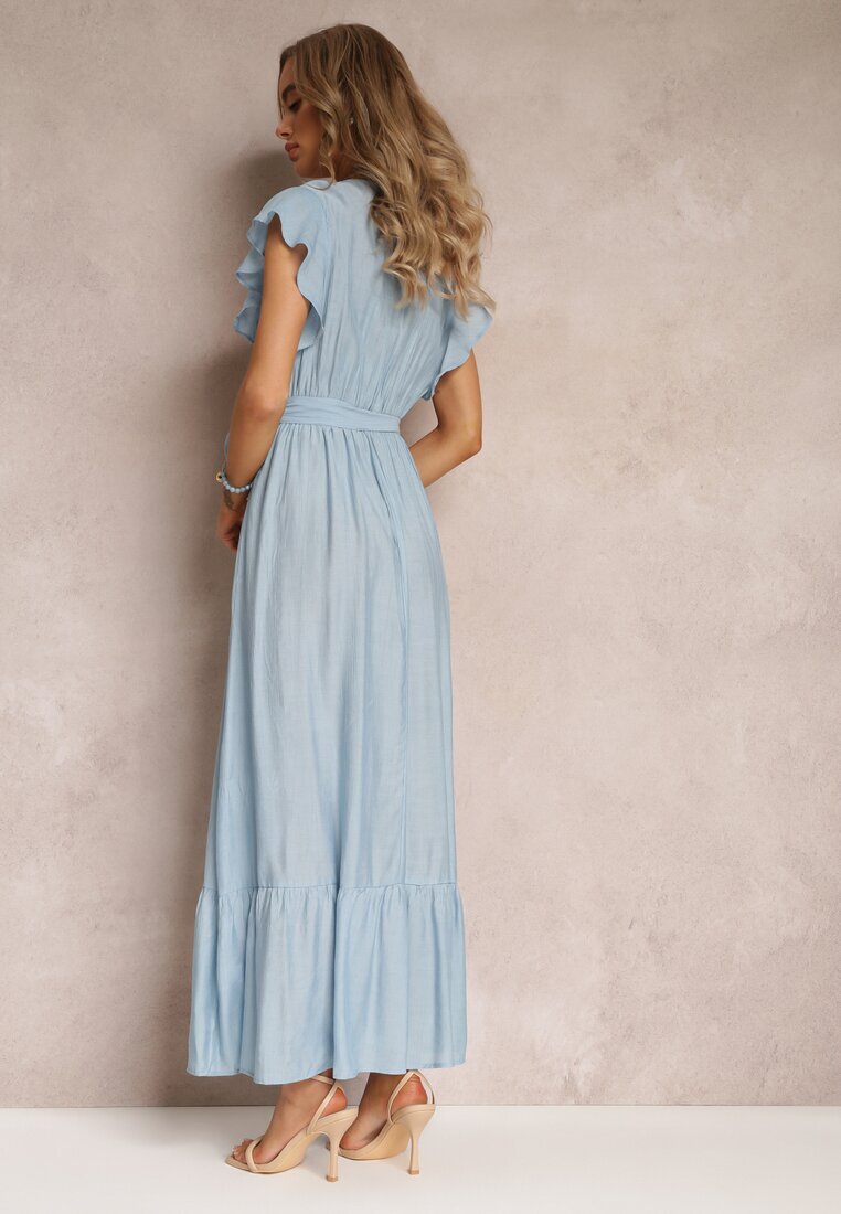 rosa Rochie Albastră Evazată Maxi cu talie elastică Lavla