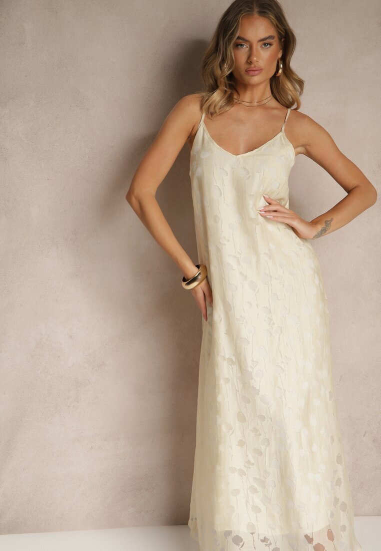 rosa Rochie Bej Trapezoidală cu viscoză cu bretele Silarisse