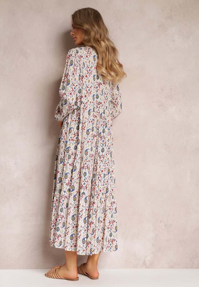rosa Rochie Cămașă Bej deschis Cloș cu Imprimeu Floral Leathy