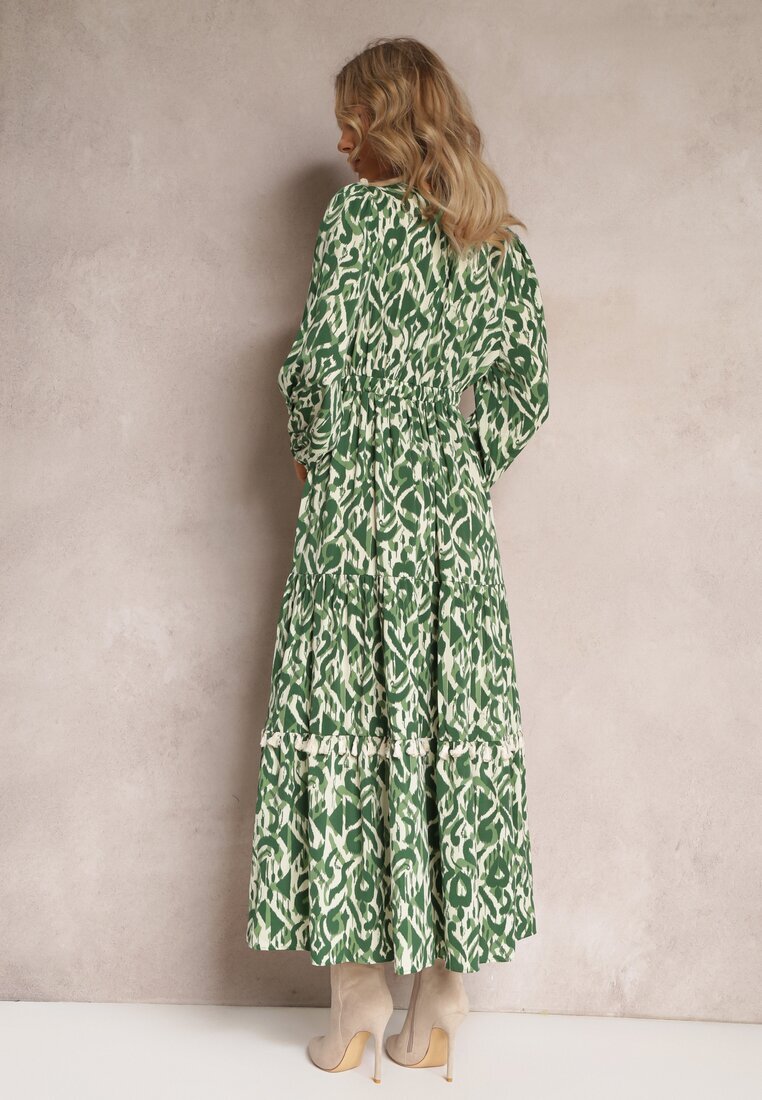 rosa Rochie Cloș Verde cu elastic în talie și inserție ajurată Margotta