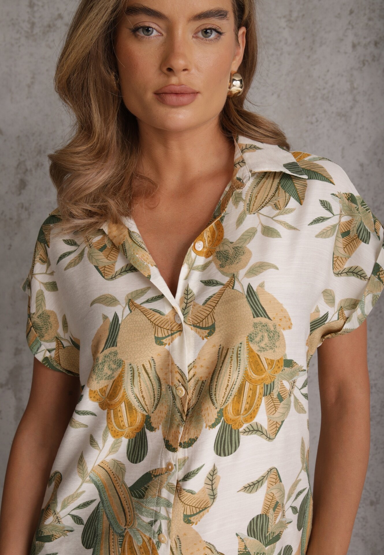 rosa Rochie cu flori din vâscoză croi drept Aedonia Verde