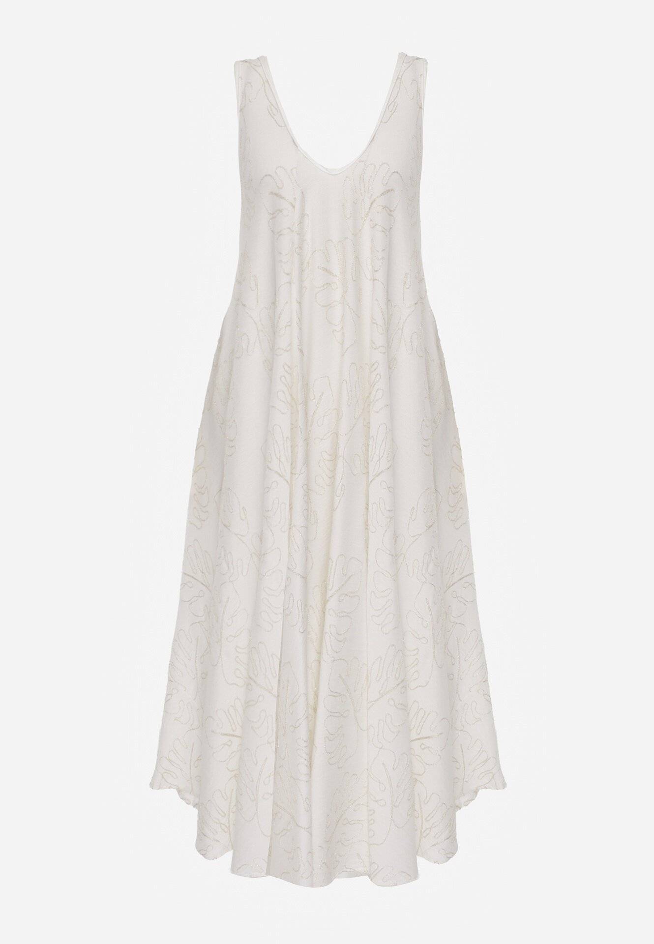 rosa Rochie din viscoză decorată cu broderie cu fir metalic Chionione Albă