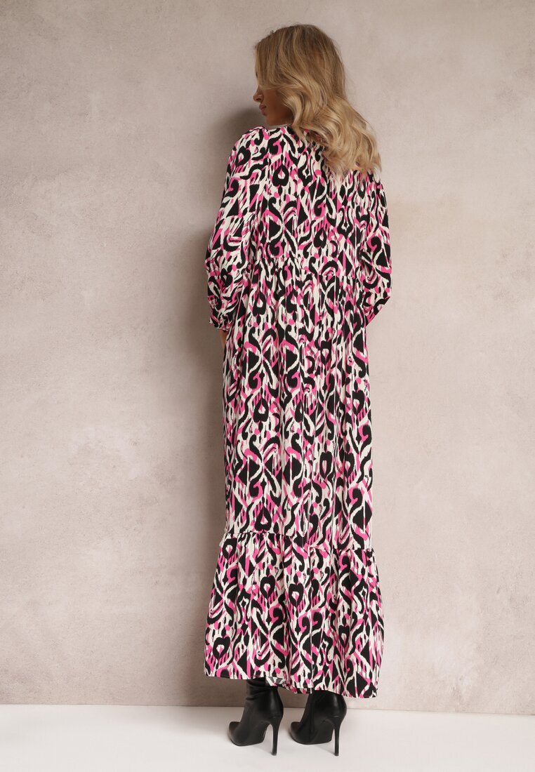 rosa Rochie Fucsia Cloș Maxi cu Volan Maruerilla