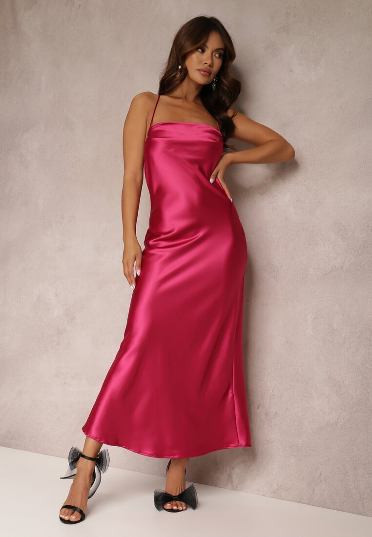 rosa Rochie Fucsia de Satin Chusposea