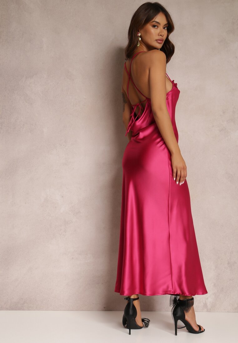 rosa Rochie Fucsia de Satin Chusposea