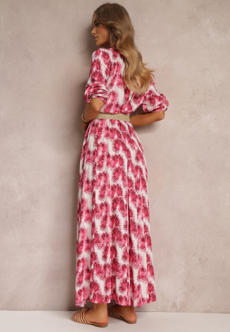 rosa Rochie Fucsia tip cămașă Maxi cu nasturi și mâneci ajustabile Jaye