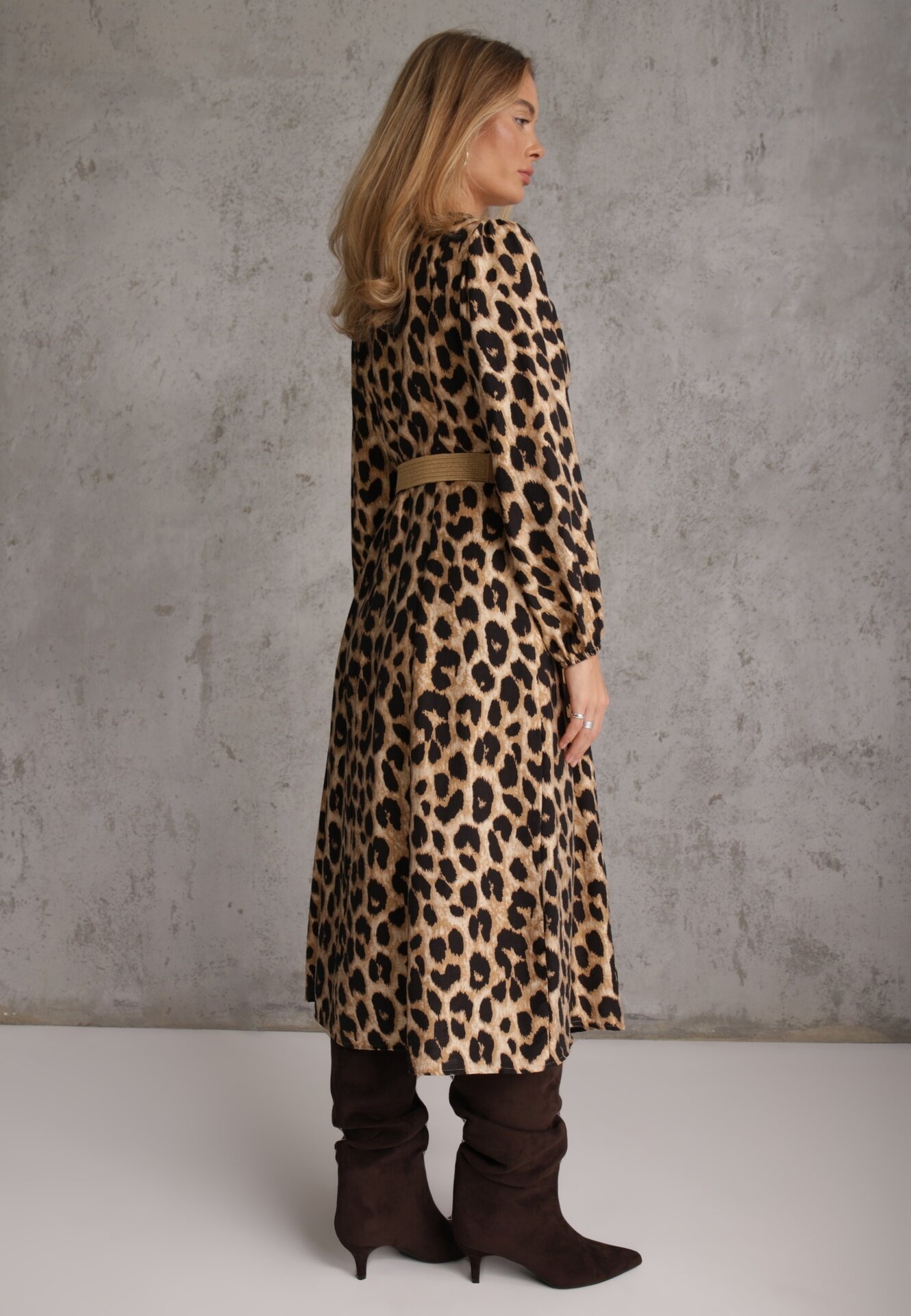 rosa Rochie Maro Imprimeu leopard din Viscoză cu croi evazat cu cordon Meliri