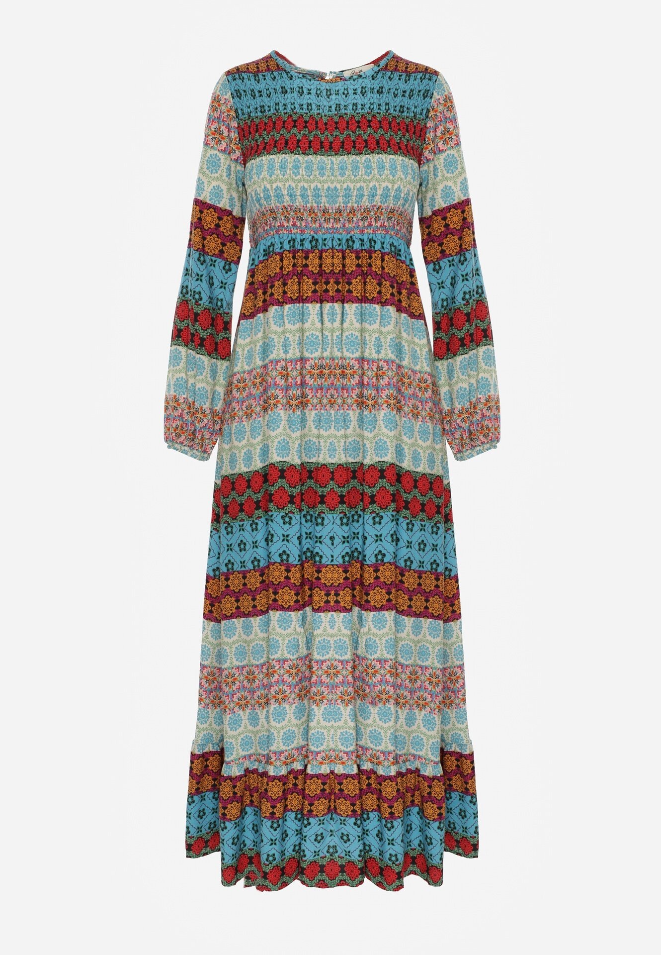 rosa Rochie Maxi Cloche Albastru-Roșu cu Volan la Tivi Angon