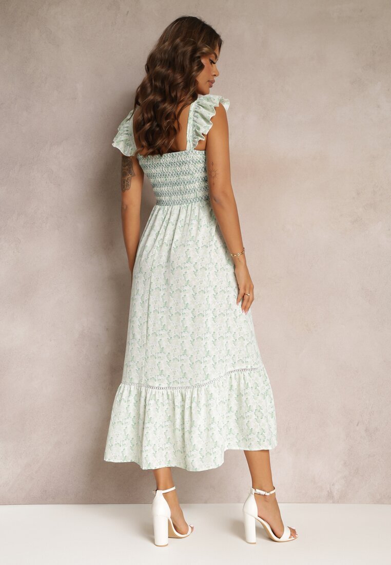 rosa Rochie Maxi Verde Cloș Cu Bretele Cu Volane Azah