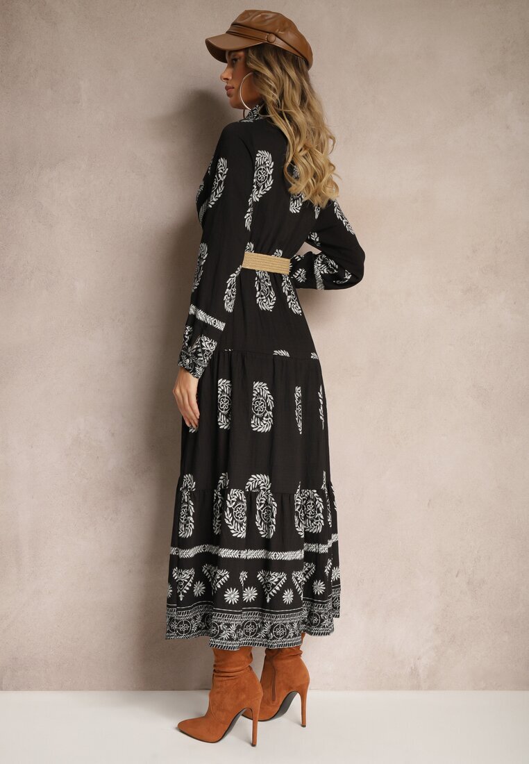 rosa Rochie Neagră cu Viscoză și Decolteu petrecut Mirilaine