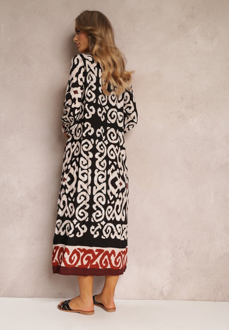 rosa Rochie Neagră Maxi cu fante și buzunare inserate Ranno