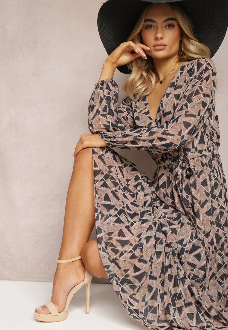 rosa Rochie Negru-Bej Petrecută Cu talie elastică Jarne