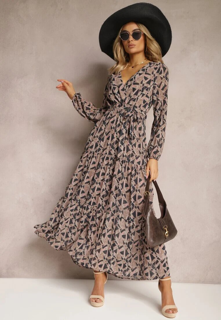 rosa Rochie Negru-Bej Petrecută Cu talie elastică Jarne