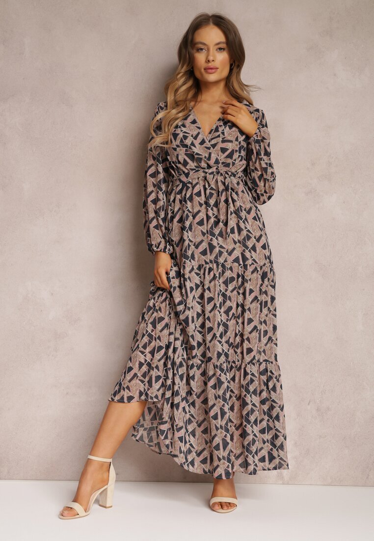 rosa Rochie Negru-Bej Petrecută Cu talie elastică Jarne