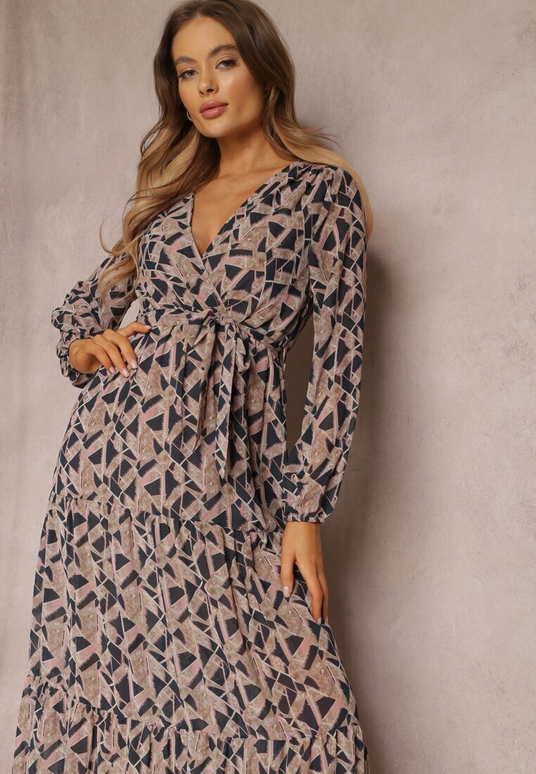 rosa Rochie Negru-Bej Petrecută Cu talie elastică Jarne