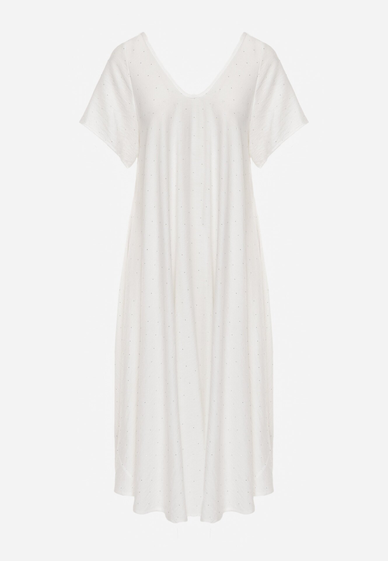 rosa Rochie oversize din viscoză decorată cu strasuri Erone Albă