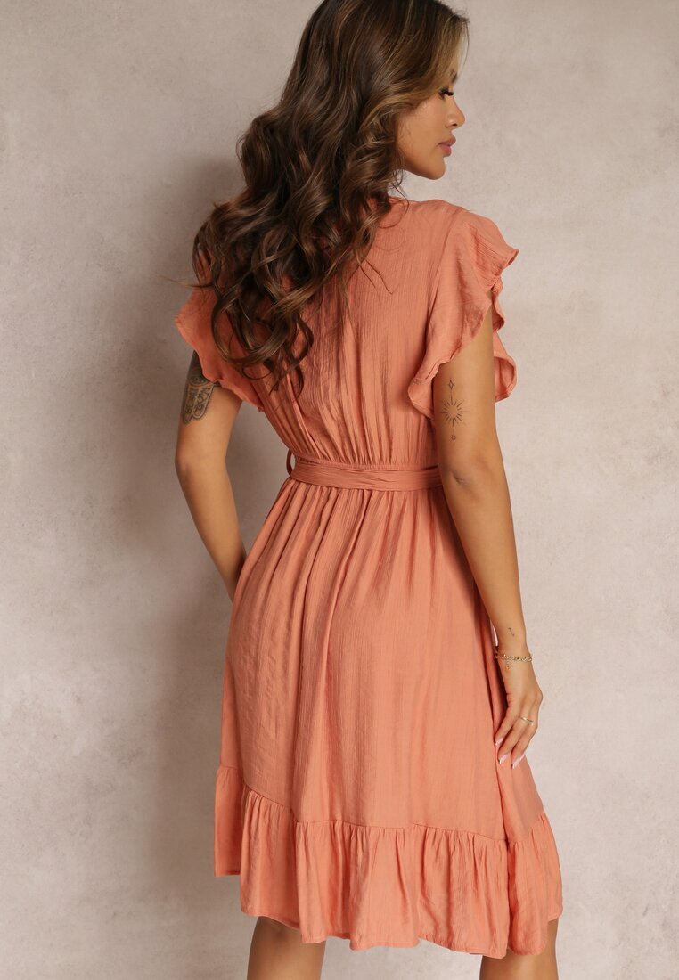 rosa Rochie Portocalie Cloș cu elastic în talie și decolteu plic Araunya