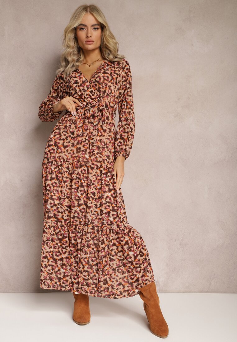 rosa Rochie Portocalie cu decolteu petrecut cu pete Irdra