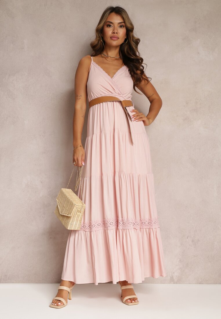 rosa Rochie Roz cu curea Asoonice