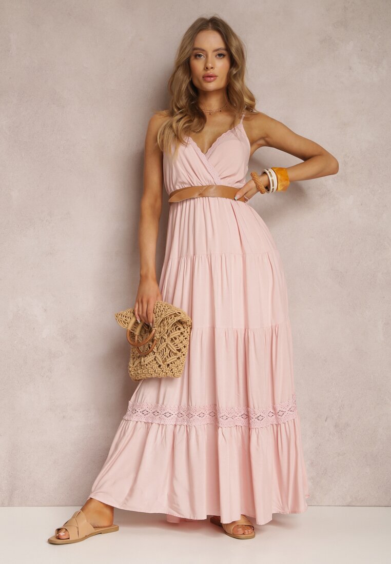 rosa Rochie Roz cu curea Asoonice