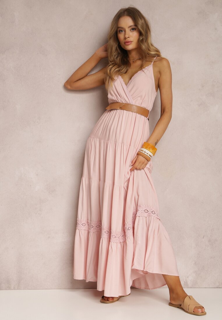 rosa Rochie Roz cu curea Asoonice