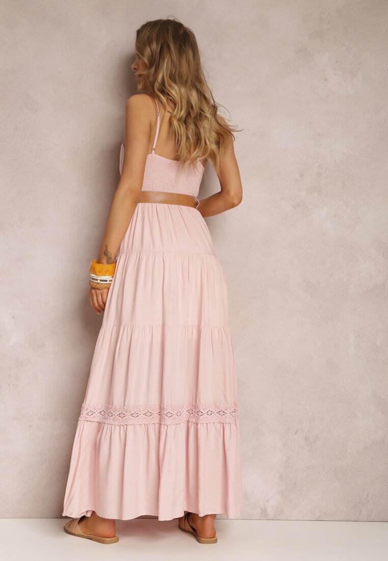 rosa Rochie Roz cu curea Asoonice
