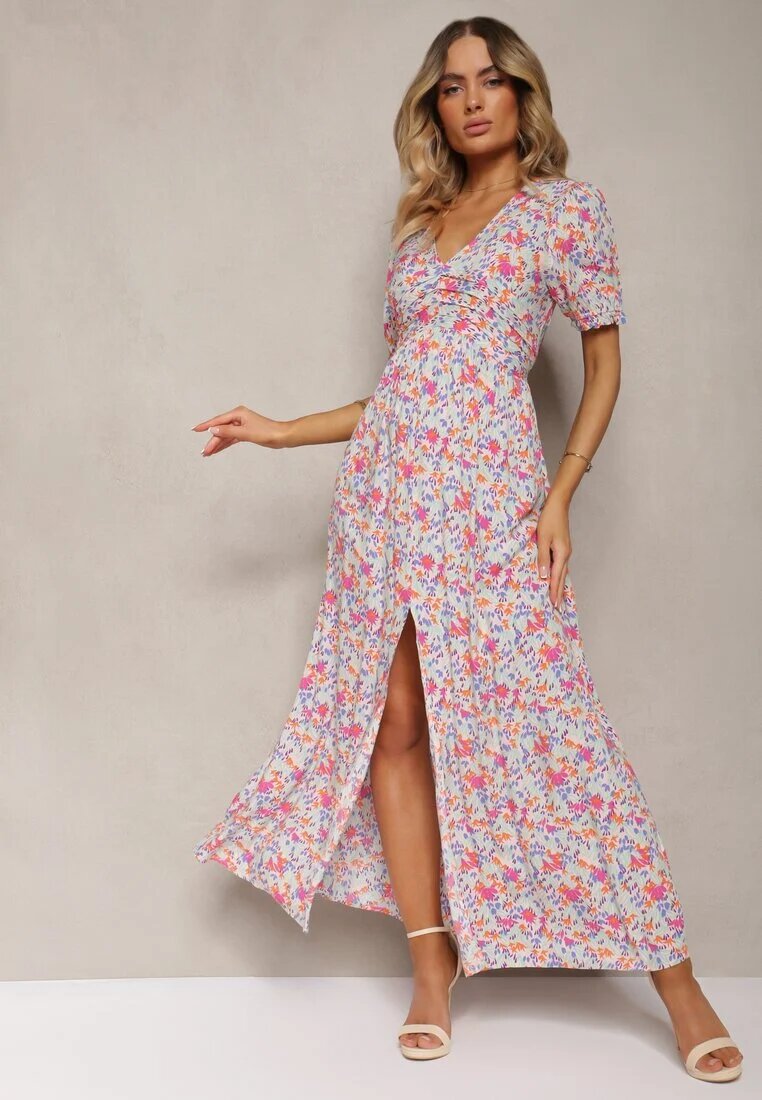 rosa Rochie Roză din viscoză Finisată cu încrețituri cu șliț pe picior și cu elastic în talie Missalene