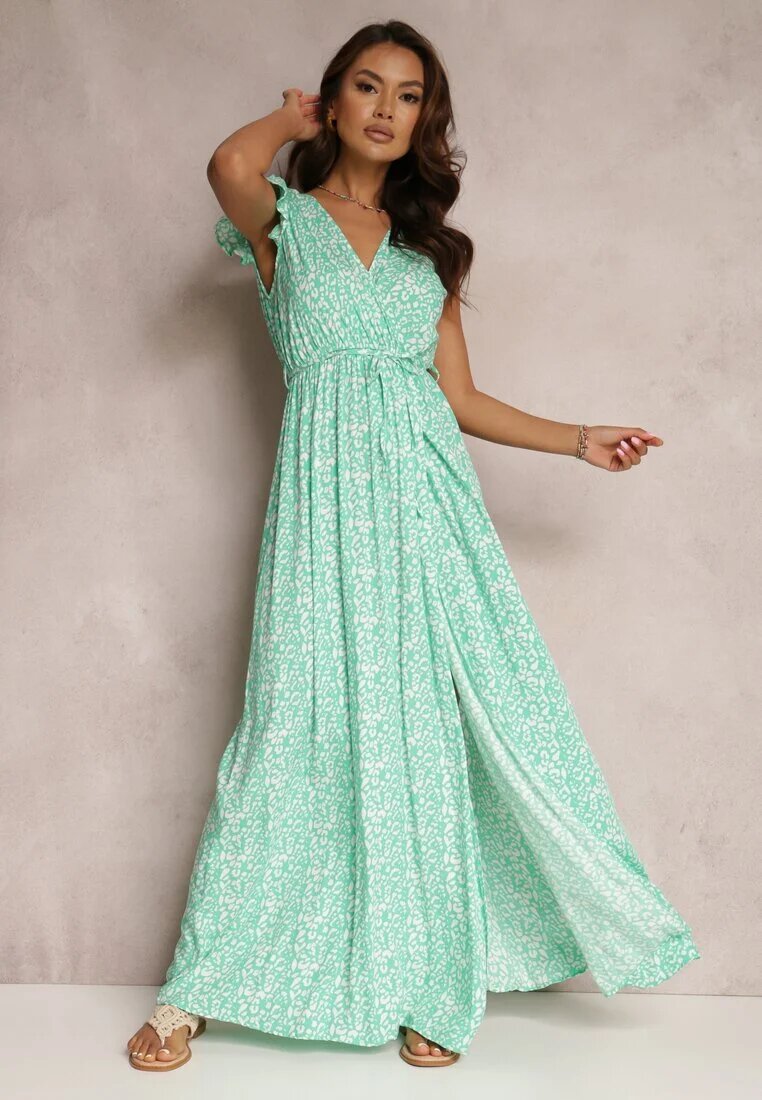 rosa Rochie Verde din Viscoză Appamene