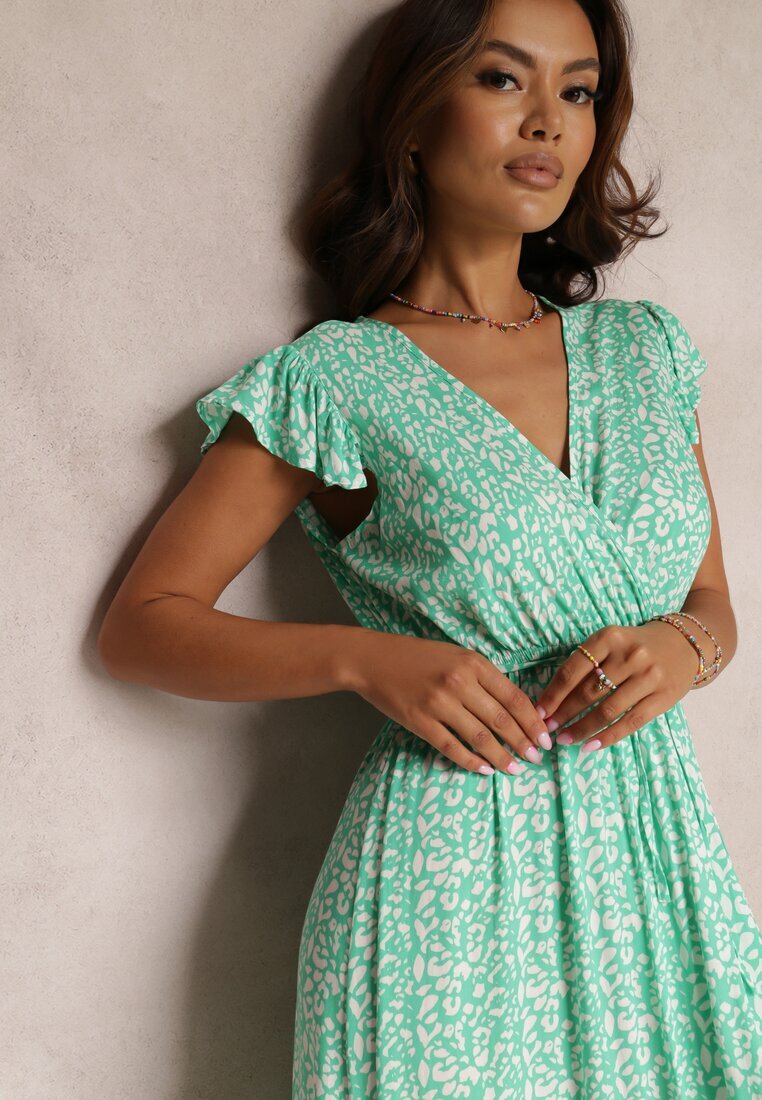 rosa Rochie Verde din Viscoză Appamene