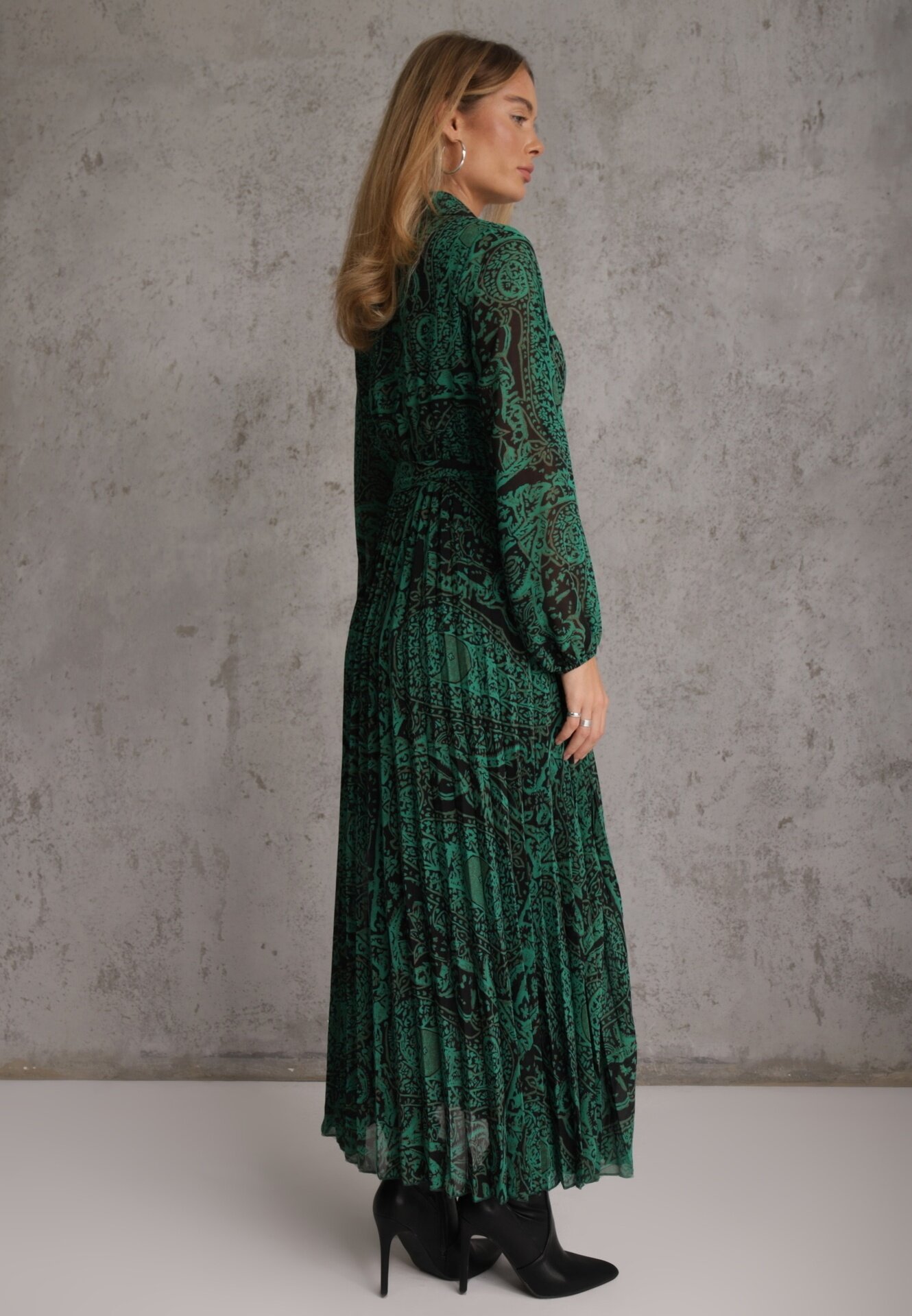 rosa Rochie Verde închis Cloche cu cordon de legat Blerore