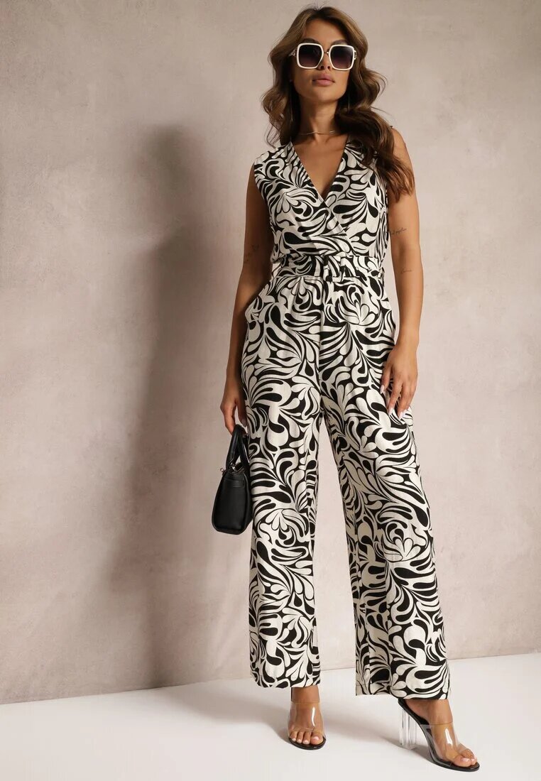 rosa Salopetă Alb-Negru petrecută fără mâneci cu pantaloni lungi Yadia