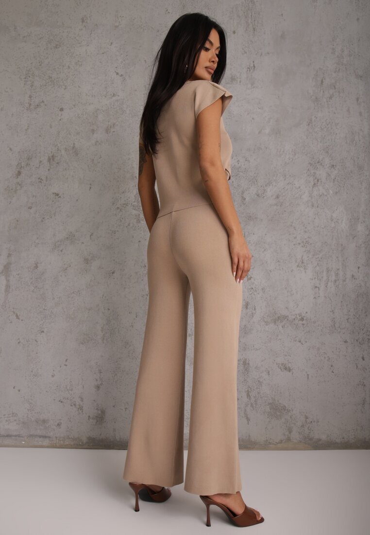 rosa Set Bej Vestă și Pantaloni Regular Annavie