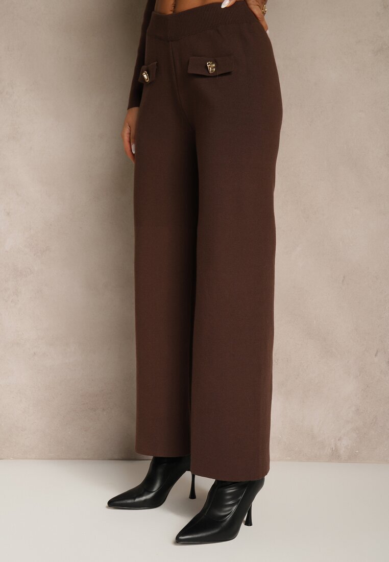rosa Set Elegant Maro din Tricot cu Viscoză Cardigan și Pantaloni Delinavea