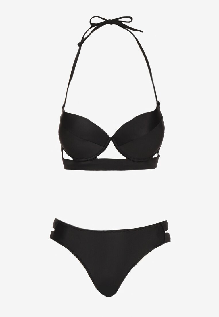 rosse line Bikini Chiloți Slip Negre cu Decupaje și Sutien cu Bretele Decorative Kinalana