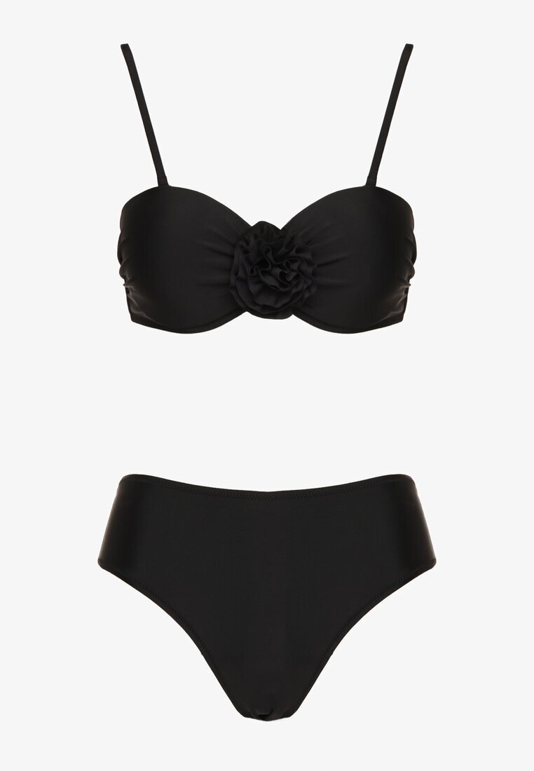 rosse line Bikini Chiloți Sutien Negru Decorat cu Floare 3D Tenionea