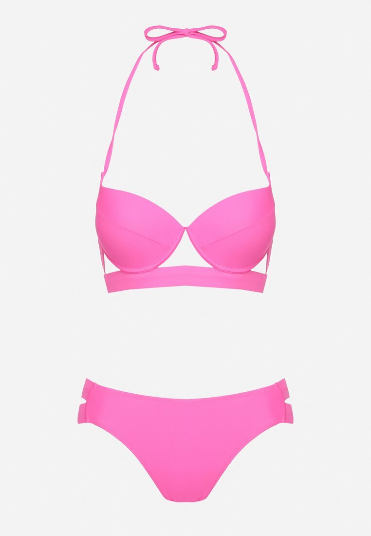 rosse line Bikini Fucsia Chilot cu decupaje și Sutien cu bretele decorative Kinalana