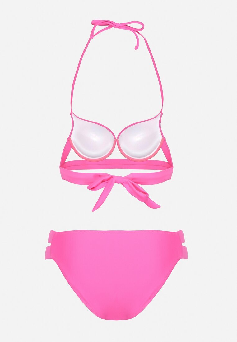 rosse line Bikini Fucsia Chilot cu decupaje și Sutien cu bretele decorative Kinalana