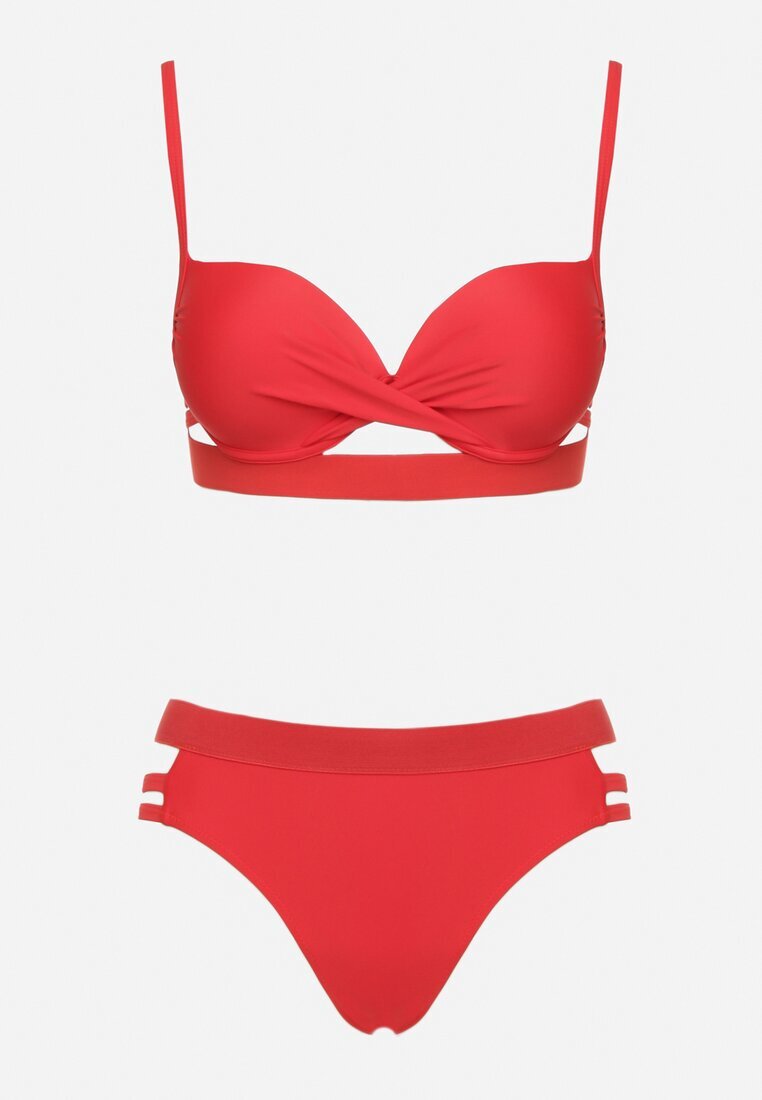 rosse line Bikini Roșu cu Decupaje Decorative Sutien cu Legături și Chiloți Slip Kinessa