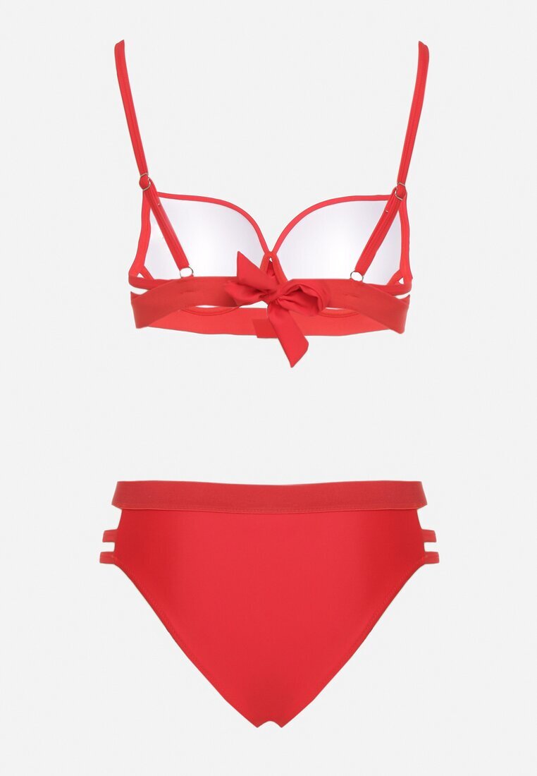 rosse line Bikini Roșu cu Decupaje Decorative Sutien cu Legături și Chiloți Slip Kinessa