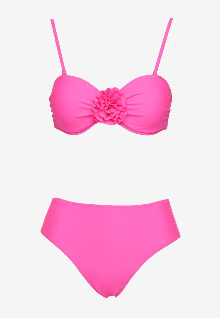 rosse line Bikini Roz Chiloți Sutien Decorat cu Floare 3D Tenionea