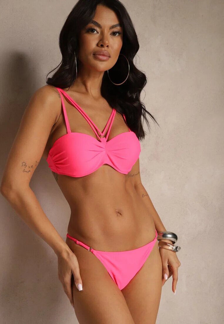 rosse line Bikini Roz Chiloți tip slip și Sutien cu Bretele Decorative Fadelinna