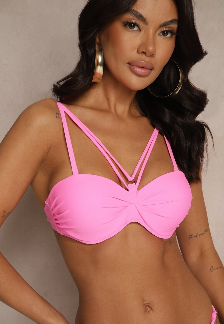 rosse line Bikini Roz deschis Chilot tip slip și Sutien cu bretele decorative Fadelinna