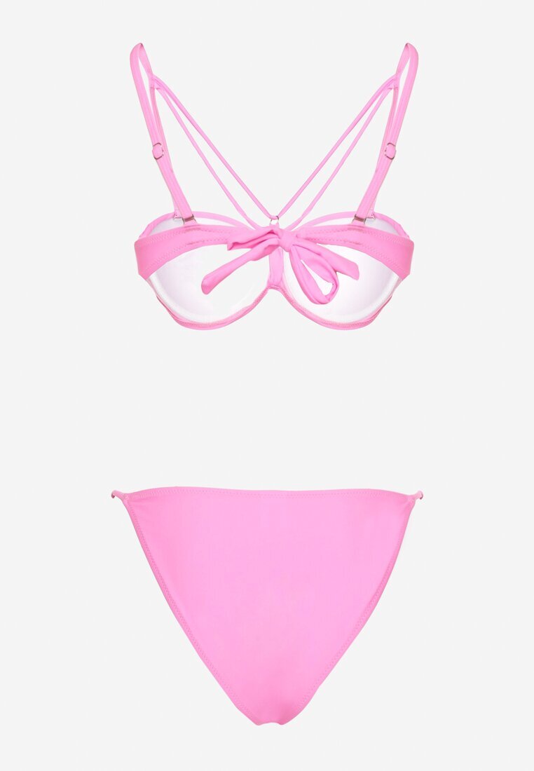 rosse line Bikini Roz deschis Chilot tip slip și Sutien cu bretele decorative Fadelinna