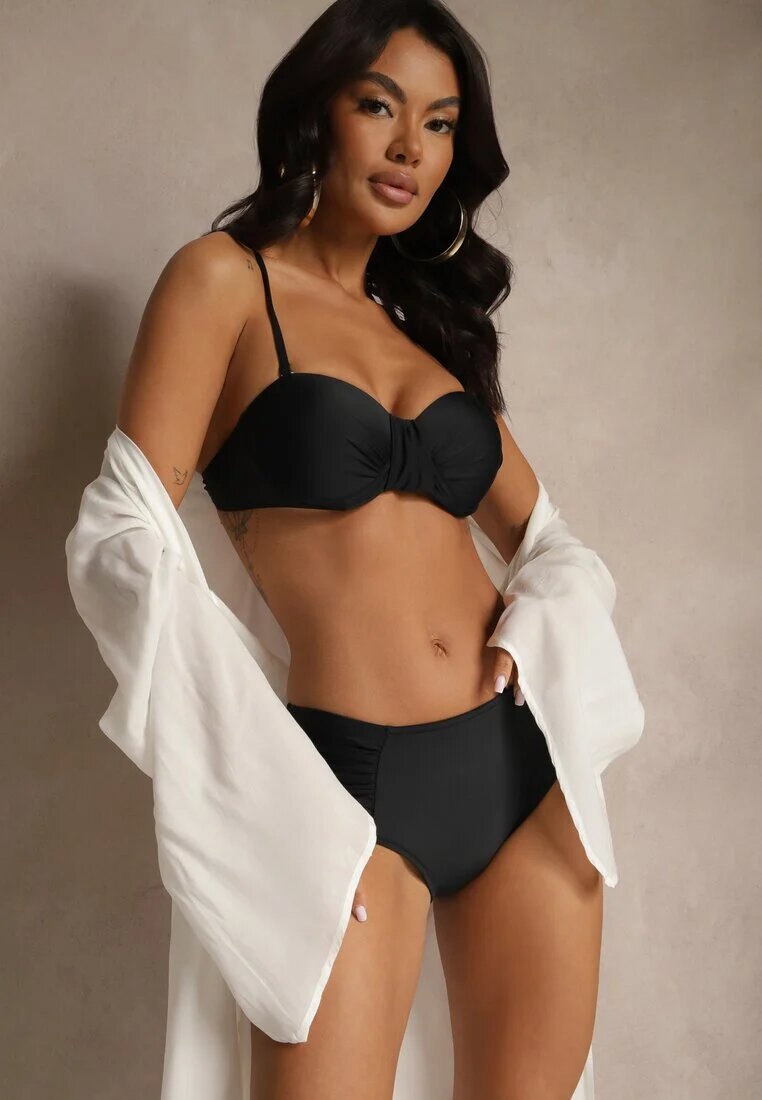 rosse line Bikini Slip și Sutien întărit Negre cu încrețituri Vintelle