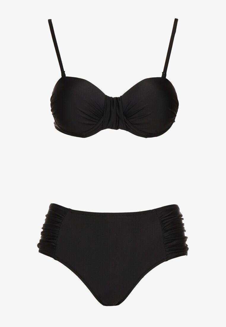 rosse line Bikini Slip și Sutien întărit Negre cu încrețituri Vintelle
